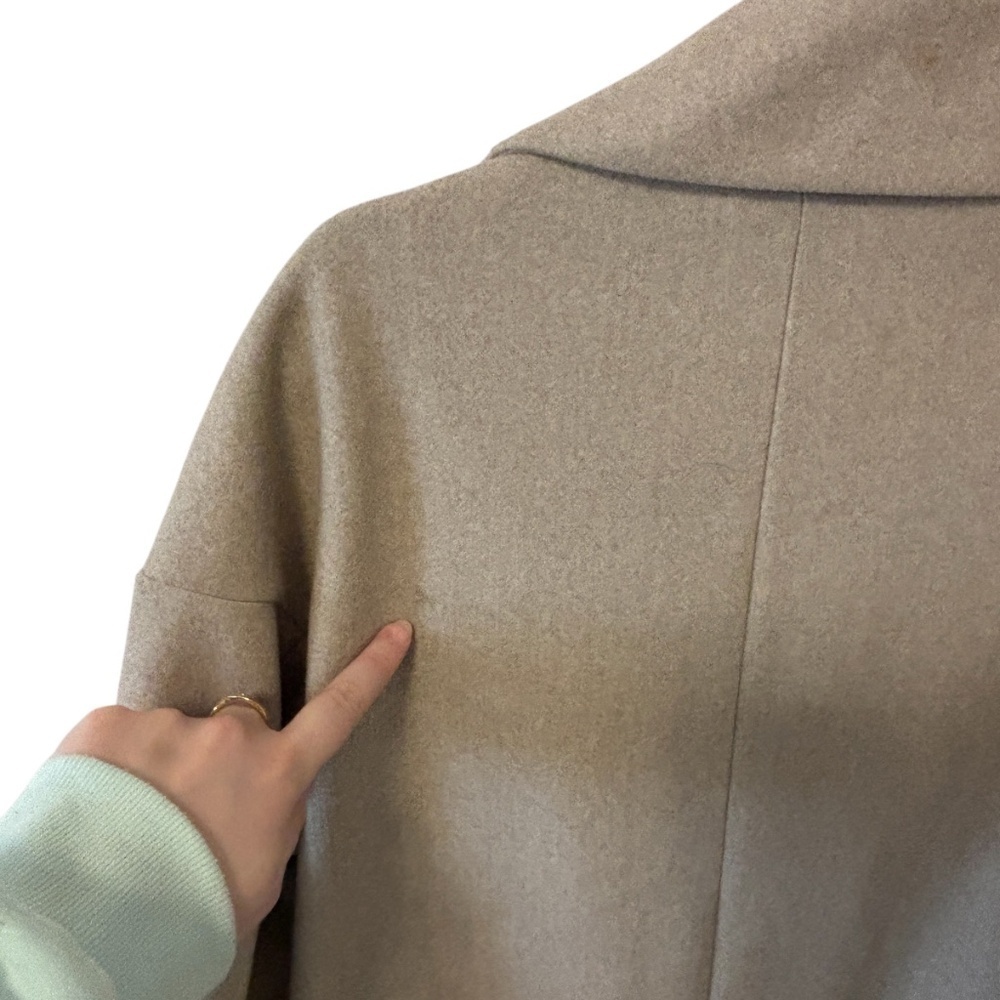 Zara Tan Long Pea Coat Oversized One Button Neutral XS - Picture 11 of 13